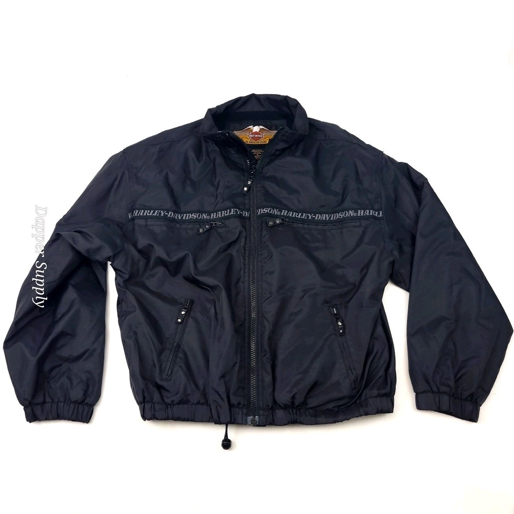 Harley Davidson Mens Jacket Soft Sheel Nylon Sz Medium Black CA 03402